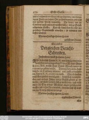 Ein ander Dergleichen Bericht-Schreiben.