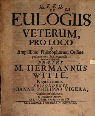 De Eulogiis Veterum