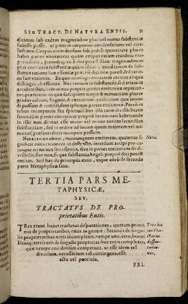 Tertia Pars Metaphysicæ, Seu Tractatus De Proprietatibus Entis.