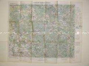 Karte des Gebietes von Finsterwalde, Großenhain und Kamenz