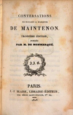 Conversations de Madame la Marquise de Maintenon