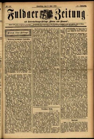 Erste Ausgabe vom Samstag, den 06. Juli 1895.