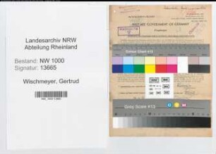 Entnazifizierung Gertrud Wischmeyer, geb. 29.11.1898 (Postangest.)