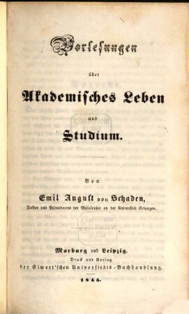 Vorlesungen über akademisches Leben und Studium