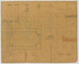 Thiersch, Friedrich von; Wiesbaden; Kurhaus - Säulen u. Pilaster für den Großen Saal (Grundriss, Ansichten, Details)