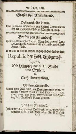 Republic der Lobl. Eydgenoßschafft.