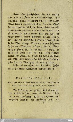 Neuntes Kapitel. Von der künstlichen Vermehrung der Bienen und Einschränkung des Schwärmens