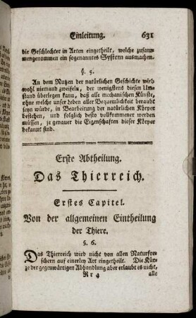 Erste Abtheilung. Das Thierreich.