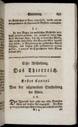 Erste Abtheilung. Das Thierreich.