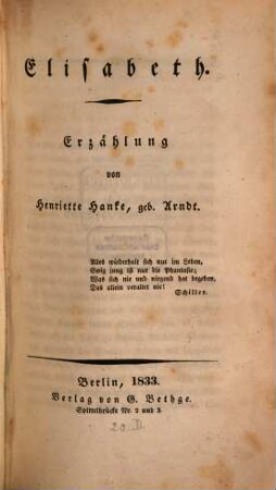 Elisabeth : Erzählung