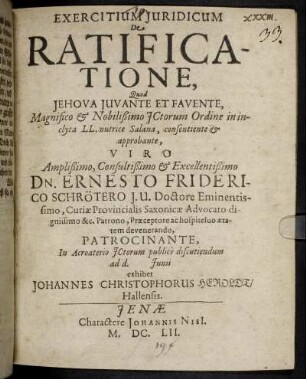 Exercitium Iuridicum De Ratificatione