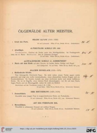Ölgemälde alter Meister (Nr. 1-120)