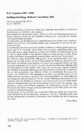 D.A. Teupcken (1801-1845) Schiffsporträt Brigg "Balticum" aus Altona, 1838