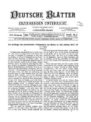 Die Anfänge der preußischen Volksschule am Rhein in den Jahren 1814-16 : (Fortsetzung)