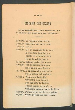 Escena callejera de un napolitano, dos cocheros, un vendedor de diarios y un vigilante.