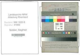Entnazifizierung Siegfried Spieker , geb. 21.08.1920 (Bueroangestellter)
