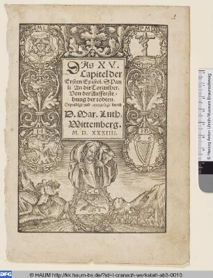 Christus als Erlöser, das Lamm tragend, Buchtitel, Einfassung