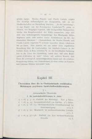 Kapitel III. Übersichten über die in Chateaubriands erzählenden Dichtungen gegebenen Landschaftsschilderungen.