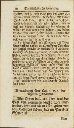 Betrachtung über Cap. 2. v. 7. der Offenb. Johannis.