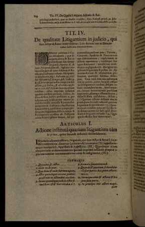 Tit. IV. De qualitate Litigantium in judicio, qui sunt Actor & Reus [...]