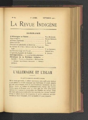 No. 65, 6e Année, Septembre 1911.