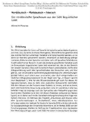 Norddeutsch – Plattdeutsch – Friesisch. Der norddeutsche Sprachraum aus der Sicht linguistischer Laien