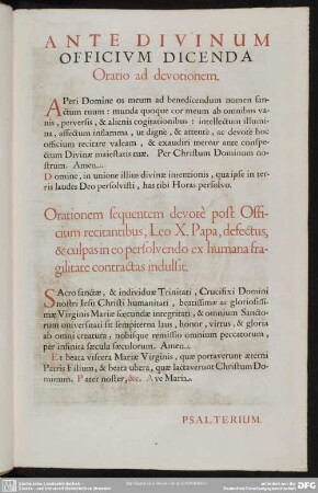 Ante Divinum Officium Dicenda Oratio ad devotionem