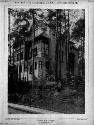 Tafel 52: Landhaus Lutz in Steglitz. 1. Ansicht von Osten her