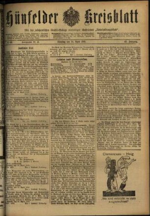 Ausgabe vom Dienstag, den 23. April 1918.
