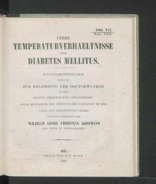Ueber Temperaturverhaeltnisse Beim Diabetes Mellitus.