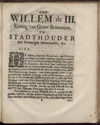 Aan Willem de III. Koning van Groot Britannien ...