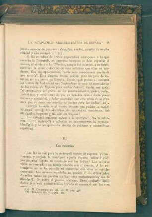 III - Las colonias