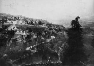Historisches Foto: Detail aus dem Pergamonpanorama der Jubiläumsausstellung der Berliner Kunstakademie 1886 (Maler: Alexander Kips, Max Koch)