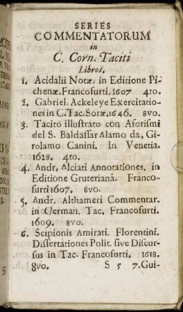 Series Commentatorum in C. Corn. Taciti Libros