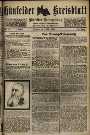 Erste Ausgabe vom Samstag, den 08. März 1930.