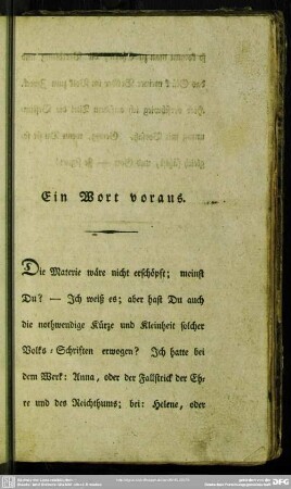 Ein Wort voraus