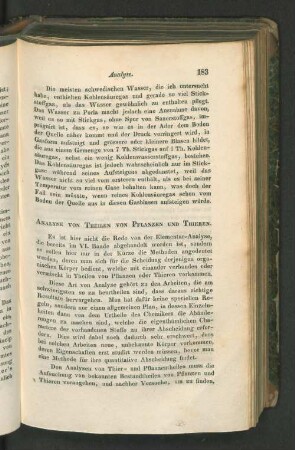 Analyse von Theilen von Pflanzen und Thieren.