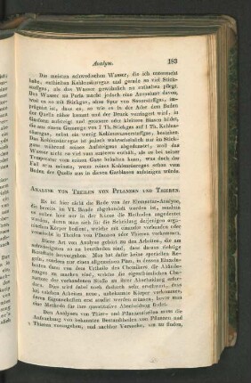 Analyse von Theilen von Pflanzen und Thieren.