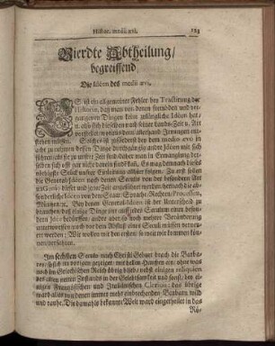 Vierdte Abtheilung/ begreiffend, Die Ideen des medii aevi.