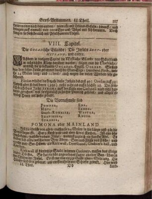VIII. Die Orcadische Eilande: Die Insuln Shet- oder Hitland, und andere.