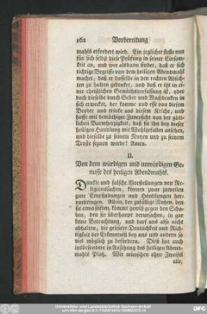 II. Von dem würdigen und unwürdigen Genusse des heiligen Abendmahls.