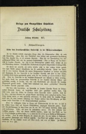 Ueber den fremdsprachlichen Unterricht in der Präparandenschule