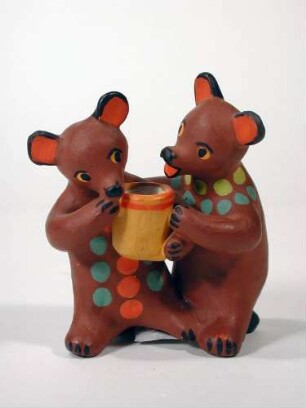 Figurengruppe, zwei honigschleckenden Bären