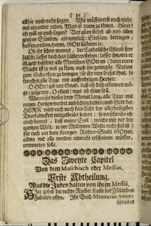 Erste Abtheilung. Was die Juden halten von ihren Messiâ.