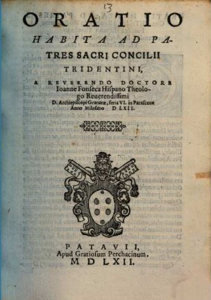 Oratio Habita Ad Patres Sacri Concilii Tridentini