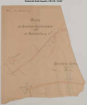 Strecke Hennef - Asbach: Auszug aus der Grundsteuer-Gemarkungskarte nach der Zusammenlegung. Gemarkung Geistingen. Fragment.