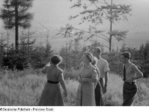 Personengruppe auf einer Waldlichtung