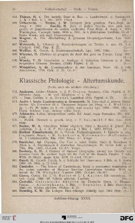 Klassische Philologie, Altertumskunde (Nr. 672-726)