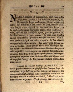 Io. Georgii VValtheri, Serenissimi Principis Saxon. VVeissenfelsensis Et Qverfvrtensis A Consiliis, Philosophiae Professoris Pvblici Ordinarii, Et Rectoris Adivncti Gymnasii Illvstris Avgvstei, De Primis Asiae Monarchis Ad Locum Aeschyli In Pers. v. 761 - 788. Commentarii, Tribvs Commentationibvs, Qvae Programmata Dicvntvr, In Lyceo Torgaviensi Propositi. Passim Persica Historia Antiqva Illvstratvr, Et Emendatvr, 3. Commentatio Tertia In Aeschyli Atheniensis De Persis Asiae Primis Monarchis Locvm Ex Pers. v. 761 - 788. : Qva Ad Orationem Mvneris Scholastici Deponendi Cavsa In Lyceo Torgaviensi D. VII. Ivlii Aer. Vvlg. MDCCXLIIII. Habendam Rei Scholasticae Patronos Ac Favtores ... Invitat Rector, Ioannes Georgivs VValther, Serenissimi Principis Saxo. Weissenfelsensis A Consiliis, Philosophiæ Professor Pvblicvs Ordinarivs Et Rector Adivnctvs Gymnasii Illvstris Avgvstei