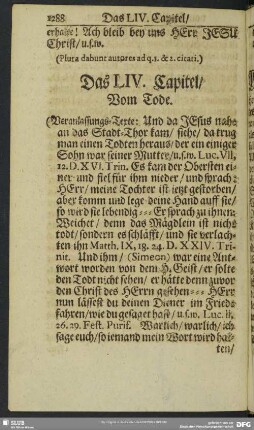 Das LIV. Capitel, Vom Tode